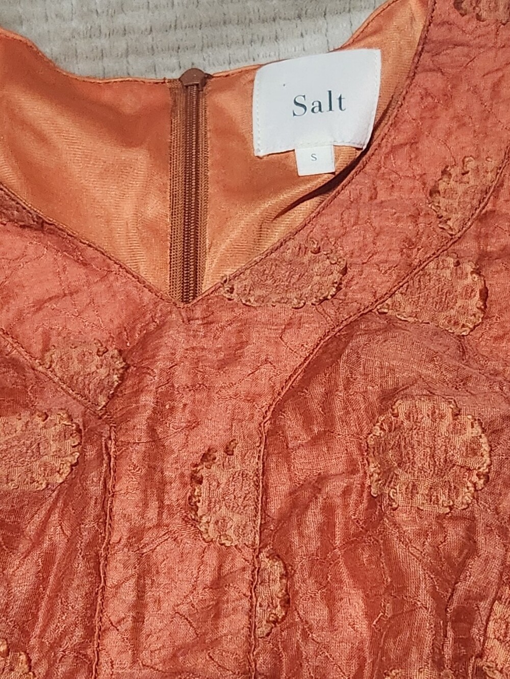 Salt Dress, Burnt Orange, Embroidered Flowers Size Small - Picture 6 of 6